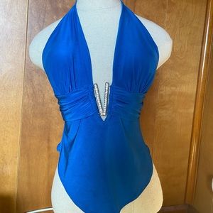 Tie in the back halter royal blue shirt!